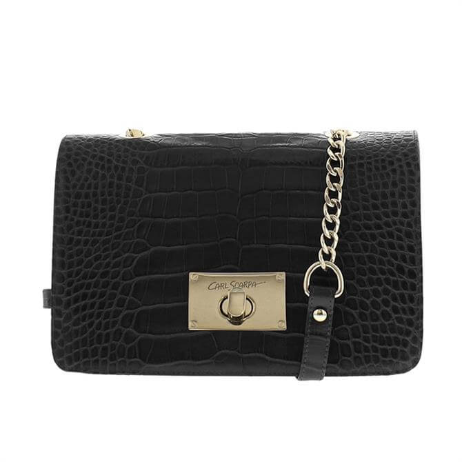 Carl Scarpa Fidela Black Croc Effect Leather Handbag